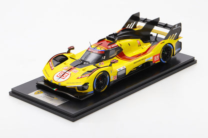 Looksmart Ferrari 499P 3.0L Turbo V6 #83 Team Ferrari AF Corse 2025 24hr Le Mans - Yellow 1:18 WITH DISPLAY