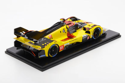 Looksmart Ferrari 499P 3.0L Turbo V6 #83 Team Ferrari AF Corse 2025 24hr Le Mans - Yellow 1:18 WITH DISPLAY