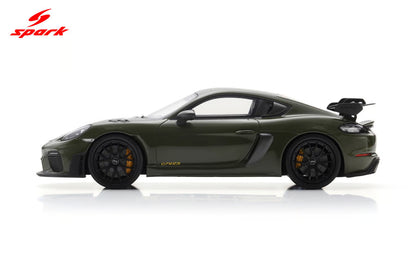 Spark-Model 2023 Porsche 718 Cayman GT4 RS w/ Weissach Package Nato Olive Green 1:18 WITH DISPLAY