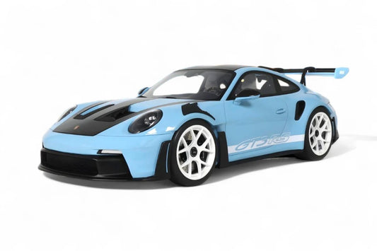 GT Spirit 2022 Porsche 911 992 GT3 RS w/ Weissach Pkg Gulf Blue w/ White Wheels & Deco 1:12