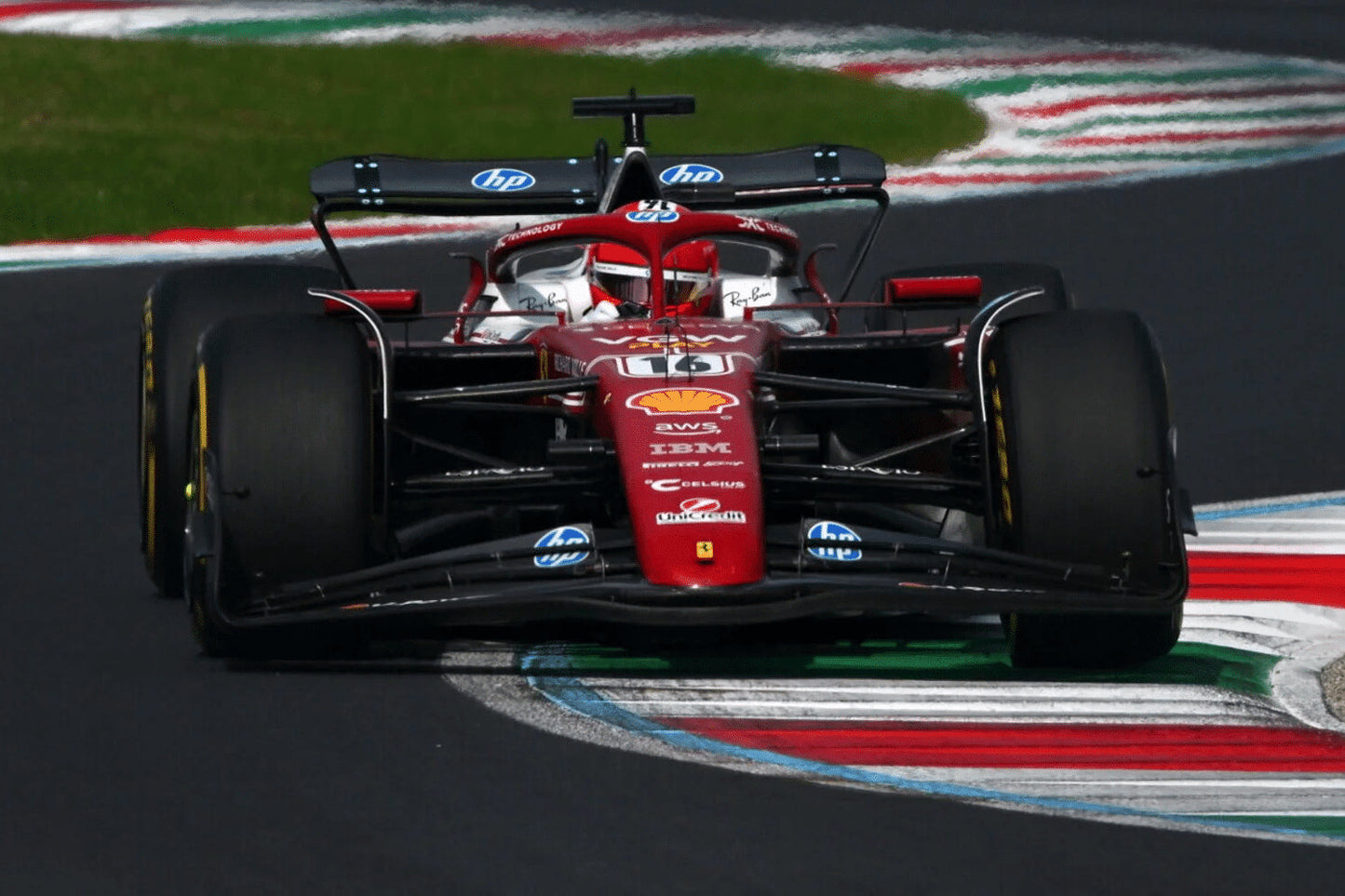 Bburago Ferrari F1 SF-25 Team Scuderia #16 Italy Monza GP (LeClerc) 2025 Red 1:18 WITH DISPLAY