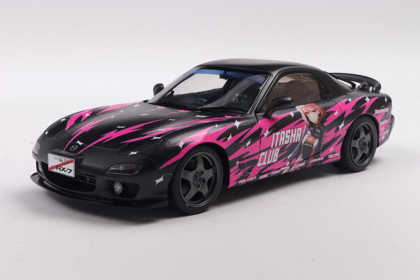 Solido 1999 Mazda RX7 FD3RS Itasha Works Black and Fuscia 1:18
