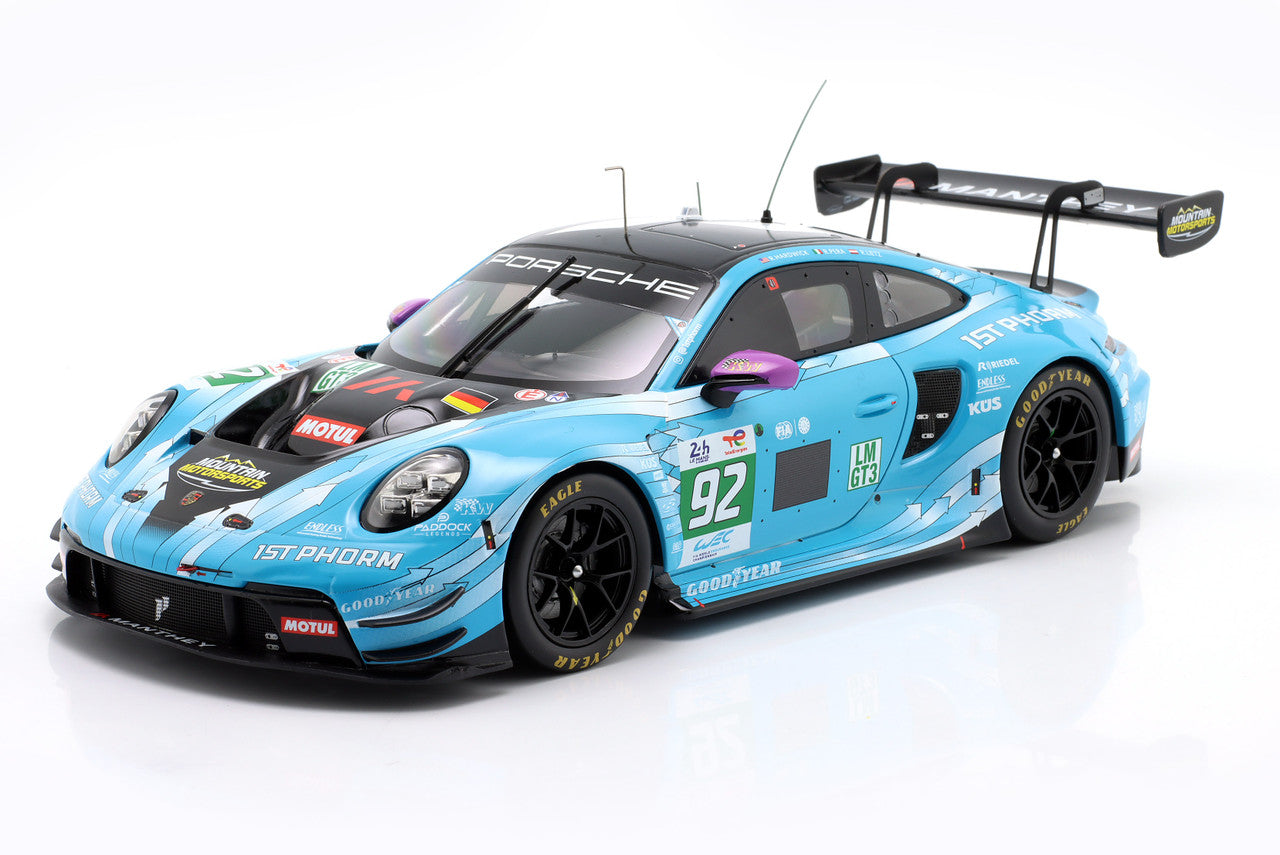 Ixo Porsche 911 992 GT3-R Manthey #92 WINNER LMGT3 2025 Le Mans Blue 1:18