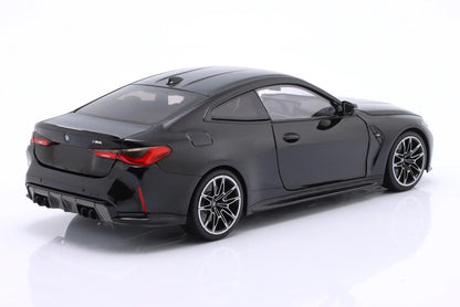 Minichamps 2024 BMW M4 Coupe (G82) w/ Black Carbon Roof Black Metallic 1:18