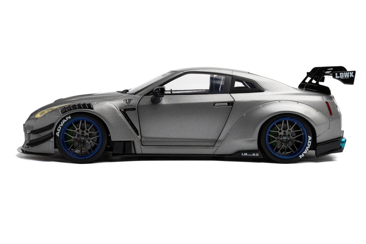 Solido 2023 Nissan GT-R (R35) W/ Liberty Walk Body Kit 2.0 Silver 1:18