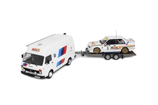 Otto BMW Rally Set - E30 M3 Gr.A + Trailer + Volkswagen LT Van 1988 Rally 1000 Lakes 1:18