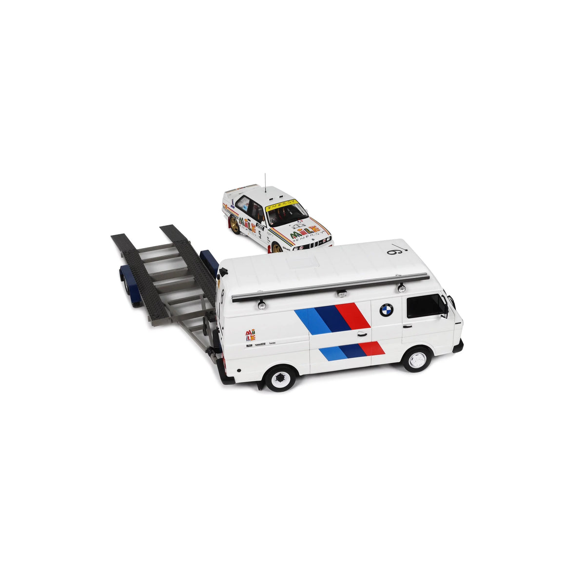 Otto BMW Rally Set - E30 M3 Gr.A + Trailer + Volkswagen LT Van 1988 Rally 1000 Lakes 1:18
