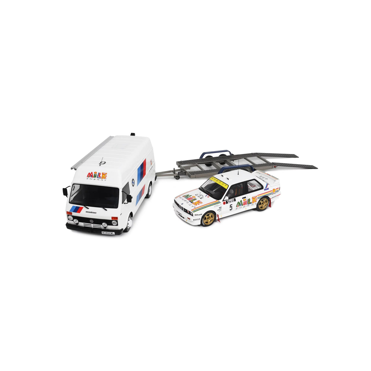 Otto BMW Rally Set - E30 M3 Gr.A + Trailer + Volkswagen LT Van 1988 Rally 1000 Lakes 1:18