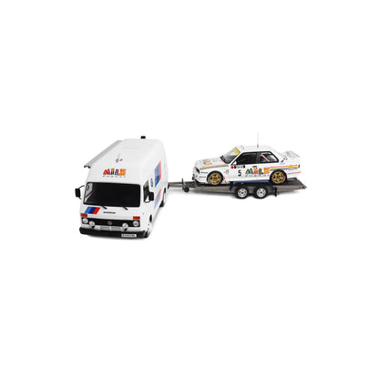 Otto BMW Rally Set - E30 M3 Gr.A + Trailer + Volkswagen LT Van 1988 Rally 1000 Lakes 1:18