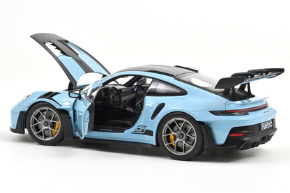 Norev 2022 Porsche 911 992 GT3 RS w/ Weissach Package Gulf Blue w/ Dark Silver Wheels 1:18