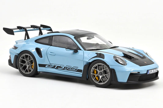 Norev 2022 Porsche 911 992 GT3 RS w/ Weissach Package Gulf Blue w/ Dark Silver Wheels 1:18
