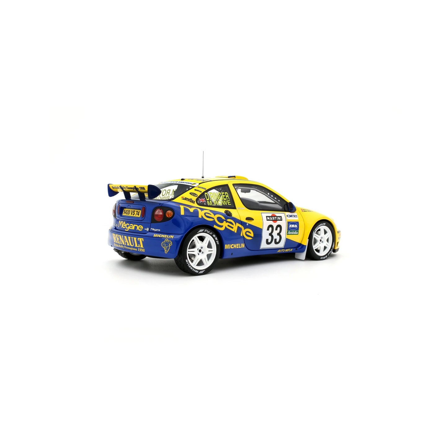 Otto Renault Megane Maxi #33 Rally San Remo 1998 Yellow & Blue 1:18