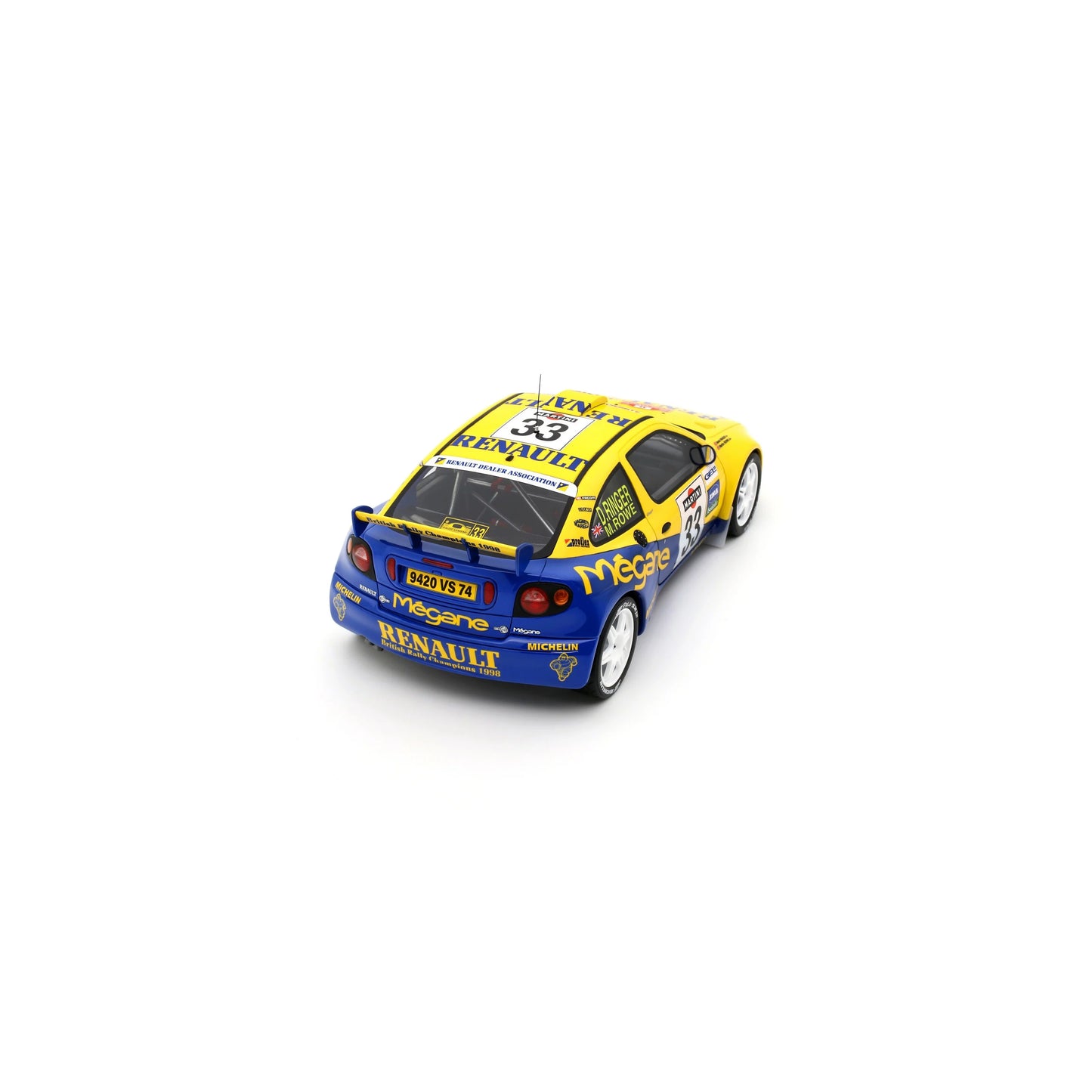 Otto Renault Megane Maxi #33 Rally San Remo 1998 Yellow & Blue 1:18