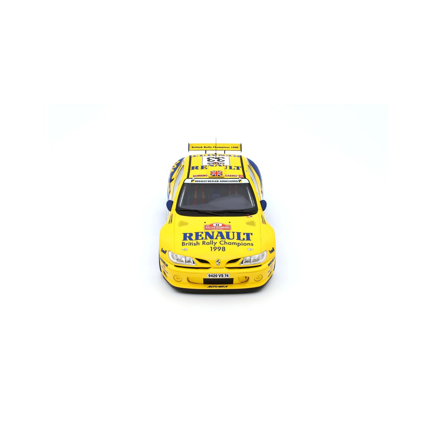 Otto Renault Megane Maxi #33 Rally San Remo 1998 Yellow & Blue 1:18