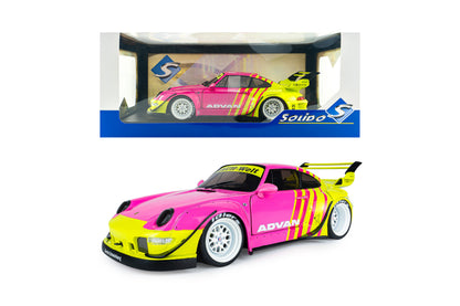 Solido 2024 Porsche 911 993 RWB Bodykit Pink & Yellow 1:18