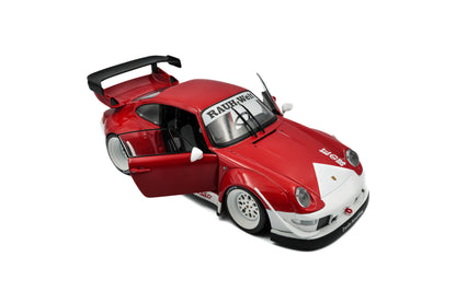 Solido 2020 Porsche 911 993 RWB Bodykit "Porco" Red and White 1:18