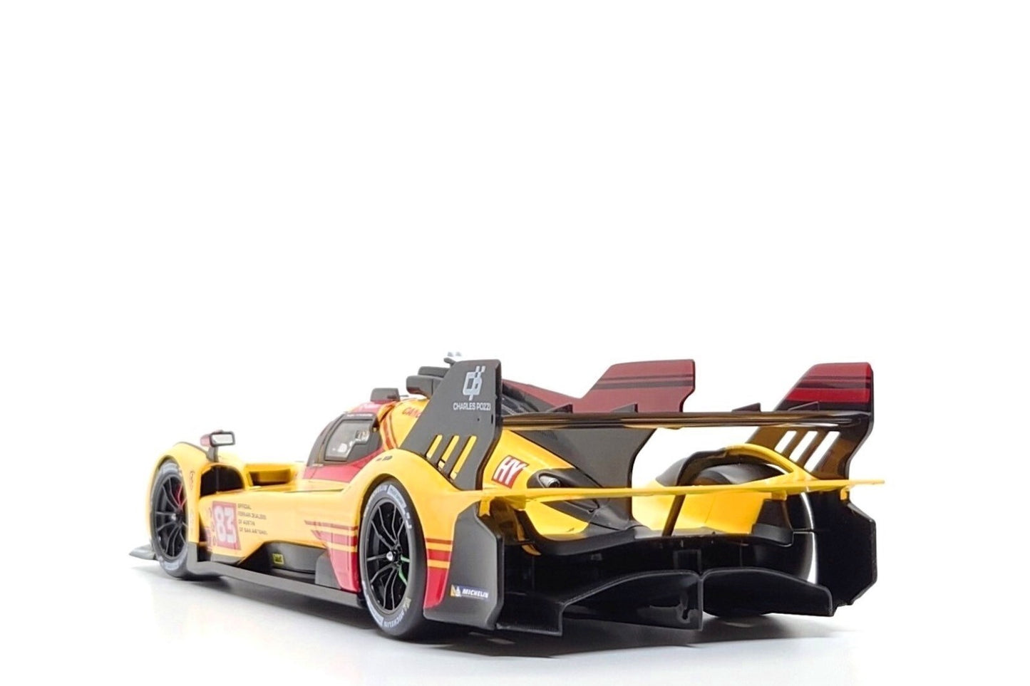 Bburago Ferrari 499P 3.0L Turbo V6 No 83 Team Ferrari AF Corse 4th WEC Qatar 2024 - Yellow 1:18