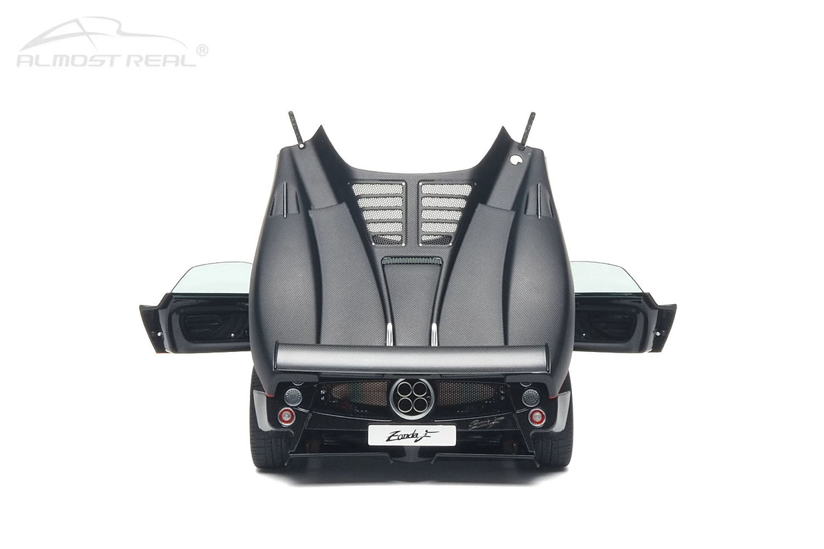 Almost-Real 2005 Pagani Zonda F Matte Carbon Black w/ Red Stripe 1:18