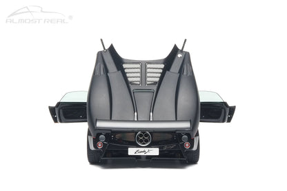Almost-Real 2005 Pagani Zonda F Matte Carbon Black w/ Red Stripe 1:18
