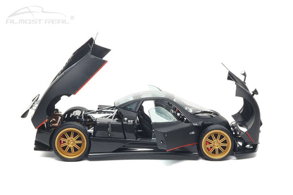 Almost-Real 2005 Pagani Zonda F Matte Carbon Black w/ Red Stripe 1:18