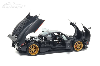 Almost-Real 2005 Pagani Zonda F Matte Carbon Black w/ Red Stripe 1:18