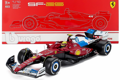 Bburago Ferrari F1 SF-25 Team Scuderia Ferrari HP #44 Miami GP 2025 (Hamilton) Red WITH CASE 1:18