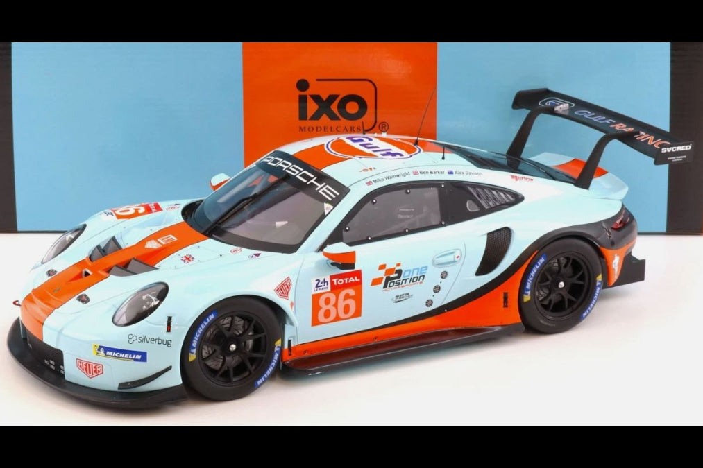 Ixo Porsche 911 991.2 GT3 RSR 4.0L Team Gulf Racing #86 Le Mans 2018 Gulf Blue Orange 1:12