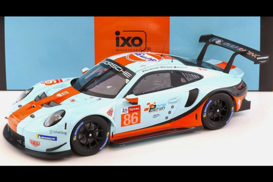 Ixo Porsche 911 991.2 GT3 RSR 4.0L Team Gulf Racing #86 Le Mans 2018 Gulf Blue Orange 1:12