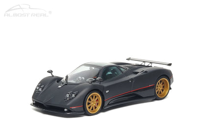 Almost-Real 2005 Pagani Zonda F Matte Carbon Black w/ Red Stripe 1:18