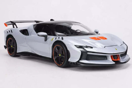 Bburago 2024 Ferrari SF90XX Stradale Arctic White (Bianco Artico) with Orange Accents 1:18