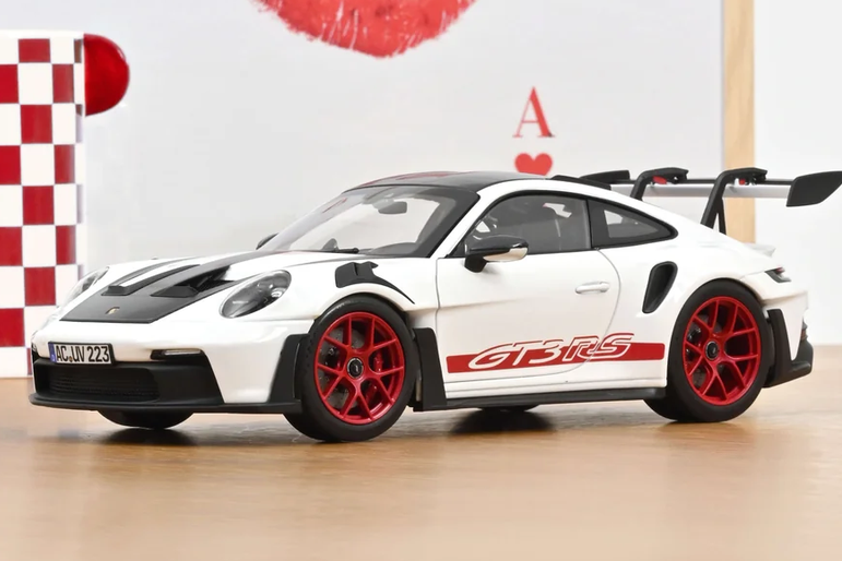 Norev 2022 Porsche 911 992 GT3 RS Weissach Package White w/ Pyro Red 1:18