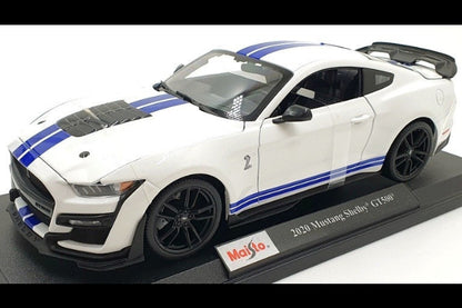 Maisto 2020 Ford Shelby GT500 White w/ Blue Stripes 1:18
