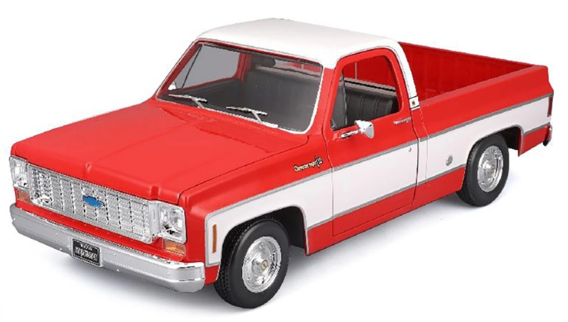 Maisto 1974 Chevrolet C-10 Pickup Truck Cheyenne Red and White 1:18