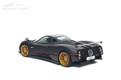 Almost-Real 2005 Pagani Zonda F Matte Carbon Black w/ Red Stripe 1:18