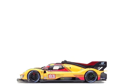 Bburago Ferrari 499P 3.0L Turbo V6 No 83 Team Ferrari AF Corse 4th WEC Qatar 2024 - Yellow 1:18