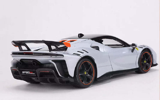 Bburago 2024 Ferrari SF90XX Stradale Arctic White (Bianco Artico) with Orange Accents 1:18