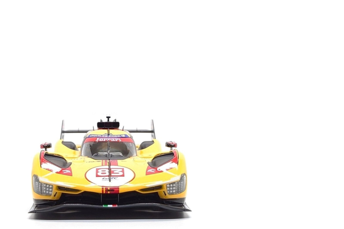 Bburago Ferrari 499P 3.0L Turbo V6 No 83 Team Ferrari AF Corse 4th WEC Qatar 2024 - Yellow 1:18