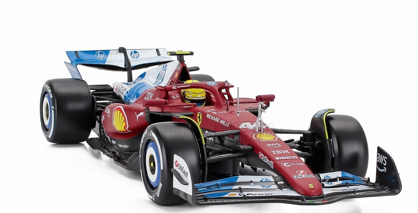 Bburago Ferrari F1 SF-25 Team Scuderia Ferrari HP #44 Miami GP 2025 (Hamilton) Red WITH CASE 1:18