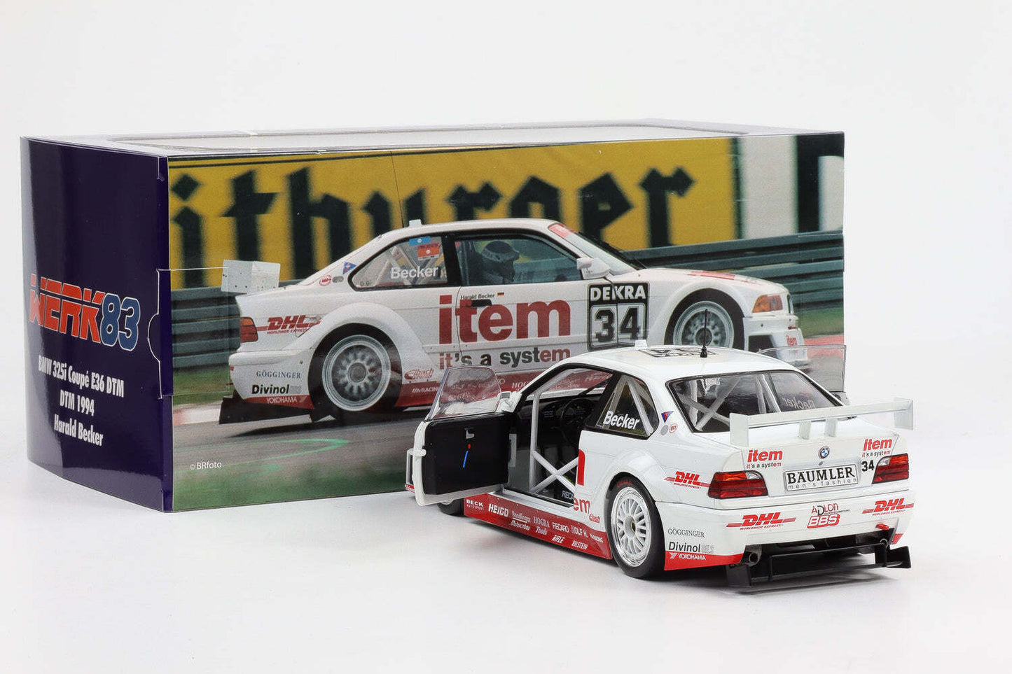 Werk83 1994 BMW 325i E36 Team WS-DHL Item Dekra No 34 DTM Season 1994 White 1:18