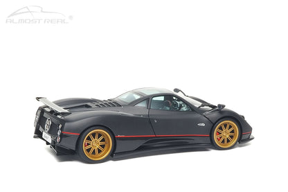 Almost-Real 2005 Pagani Zonda F Matte Carbon Black w/ Red Stripe 1:18