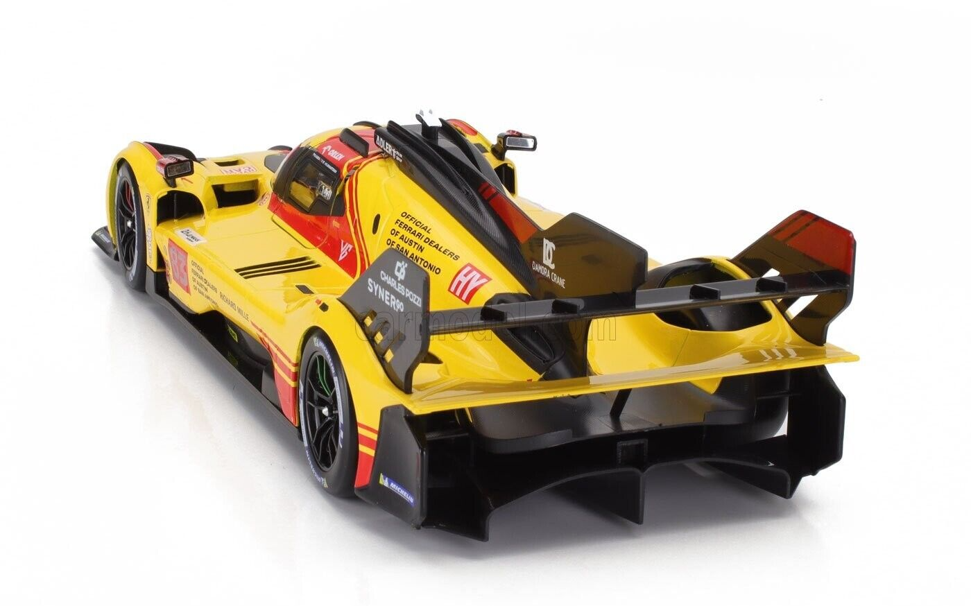 Bburago Ferrari 499P 3.0L Turbo V6 #83 Team Ferrari AF Corse 2025 24hr Le Mans - Yellow 1:18 WITH DISPLAY