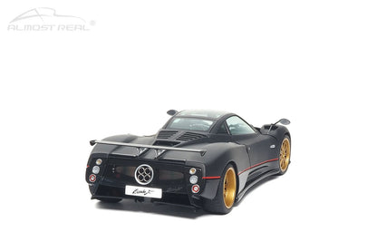 Almost-Real 2005 Pagani Zonda F Matte Carbon Black w/ Red Stripe 1:18