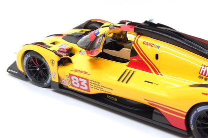 Bburago Ferrari 499P 3.0L Turbo V6 No 83 Team Ferrari AF Corse 4th WEC Qatar 2024 - Yellow 1:18