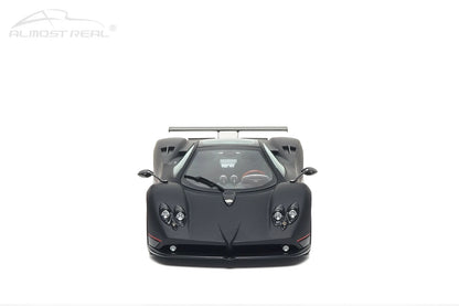 Almost-Real 2005 Pagani Zonda F Matte Carbon Black w/ Red Stripe 1:18