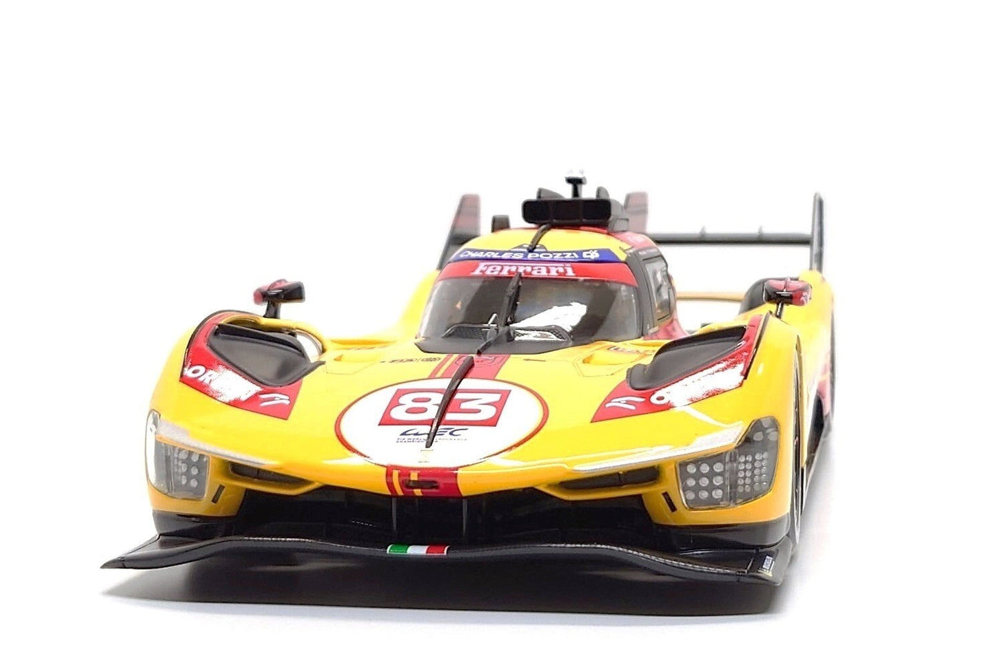 Bburago Ferrari 499P 3.0L Turbo V6 No 83 Team Ferrari AF Corse 4th WEC Qatar 2024 - Yellow 1:18