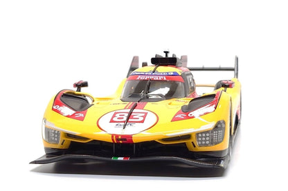 Bburago Ferrari 499P 3.0L Turbo V6 No 83 Team Ferrari AF Corse 4th WEC Qatar 2024 - Yellow 1:18