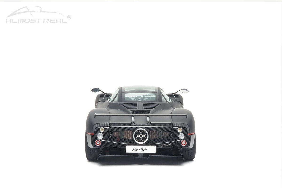 Almost-Real 2005 Pagani Zonda F Matte Carbon Black w/ Red Stripe 1:18