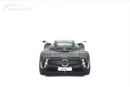 Almost-Real 2005 Pagani Zonda F Matte Carbon Black w/ Red Stripe 1:18