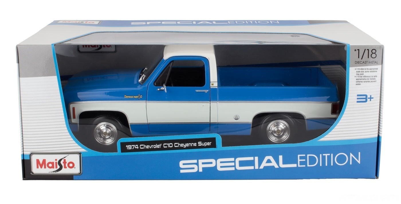 Maisto 1974 Chevrolet C-10 Pickup Truck Cheyenne Super Blue and
