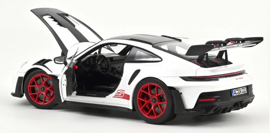 Norev 2022 Porsche 911 992 GT3 RS Weissach Package White w/ Pyro Red 1:18